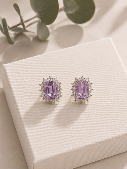Aretes de Oro 14K con Zafiros Violetas