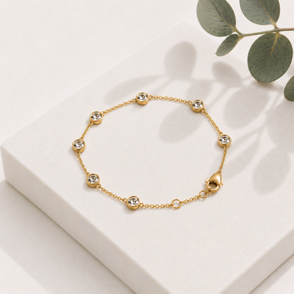 Pulsera de Oro 14K con Brillantes de Laboratorio