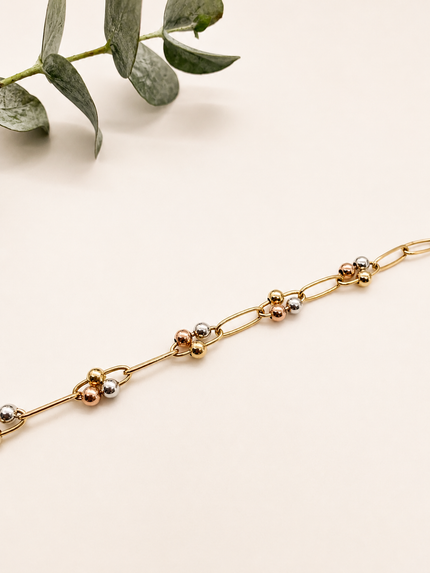 Pulsera Tricolor en Oro Amarillo, Blanco y Rosado
