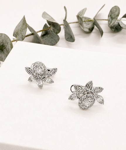 Aretes de Brillantes Flor