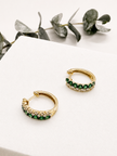 Arracadas de Esmeraldas y Brillantes en Oro Amarillo 14K