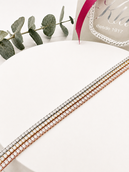Pulsera Rivière en Oro Amarillo, Oro Blanco y Oro Rosado con Brillantes