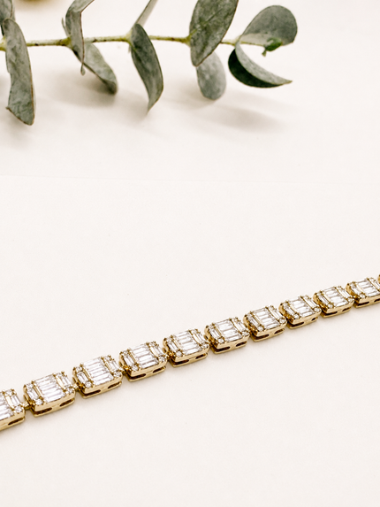 Pulsera Rivière de Brillantes Corte Baguette en Oro