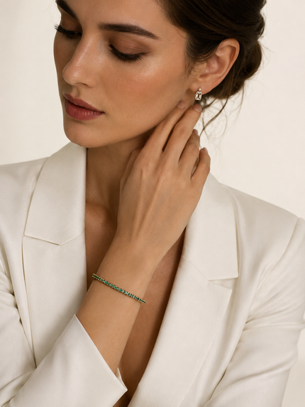 Pulsera Rivière de Esmeraldas en Oro
