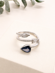 Anillo abierto de Zafiro Laguna y Brillantes