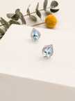 Aretes de Aguamarinas y Brillantes en Oro Blanco