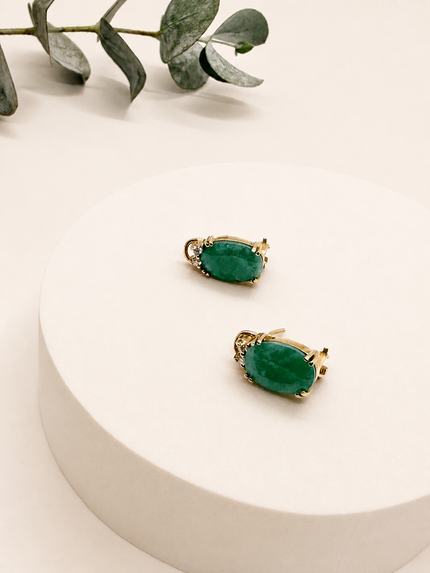 Aretes de Esmeralda con Brillantes en Oro
