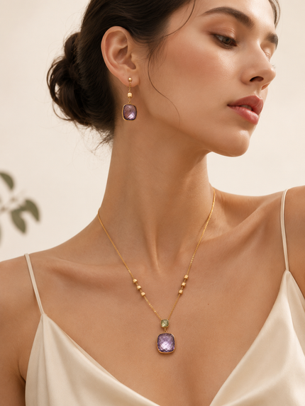 Collar de Amatista en Oro 14K