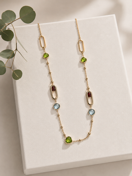 Collar de Piedras Semipreciosas en Oro 14K