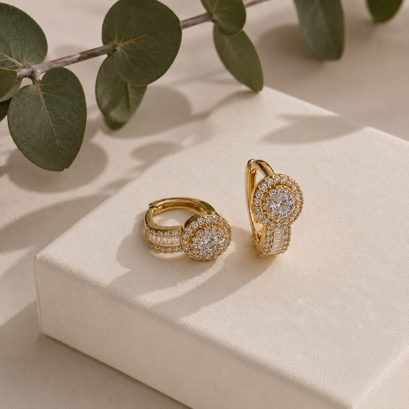 Aretes de Brillantes en Oro 14 K