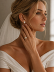 Anillo Halo de Brillantes Corte Esmeralda