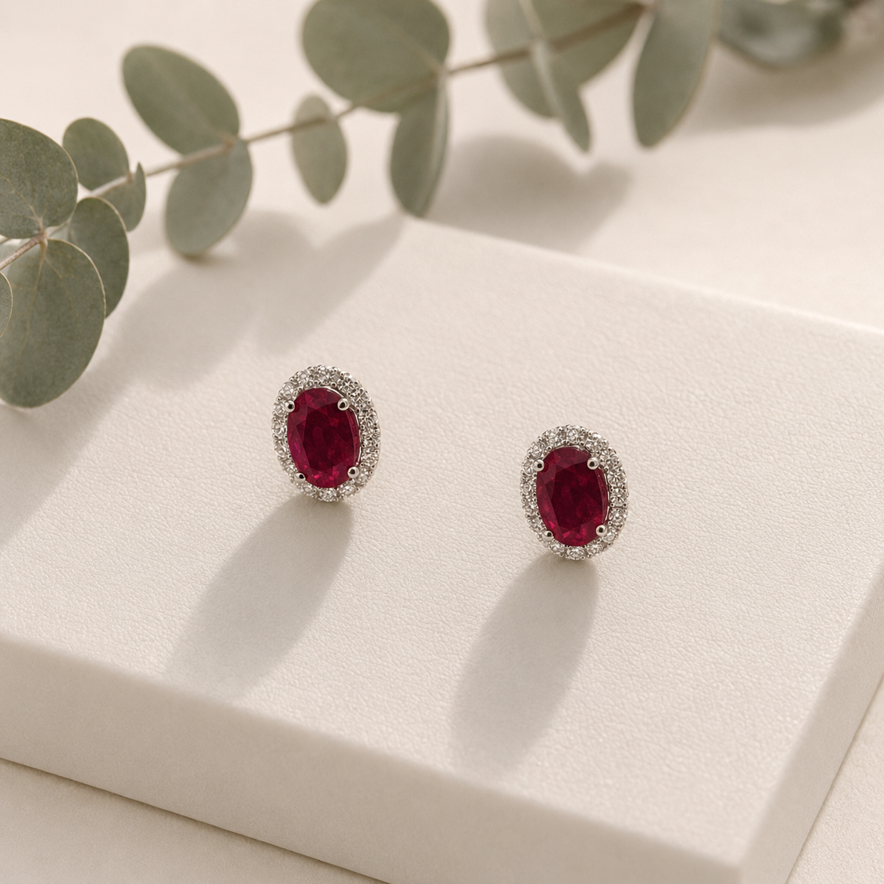 Aretes de Rubíes y Brillantes