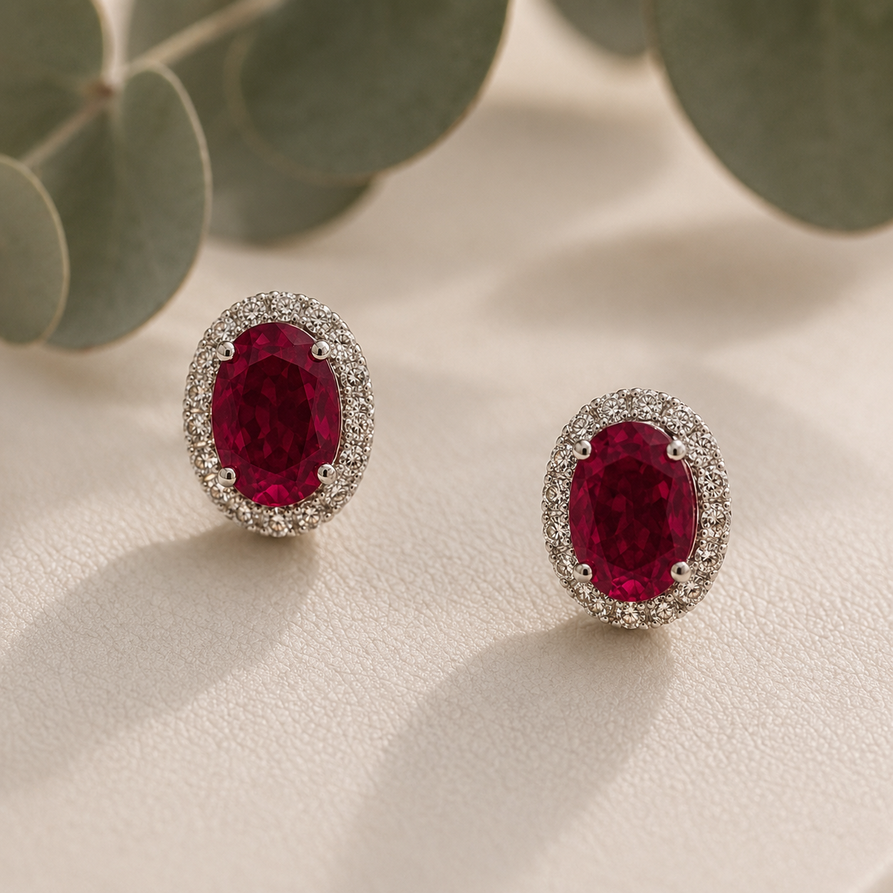 Aretes de Rubíes y Brillantes