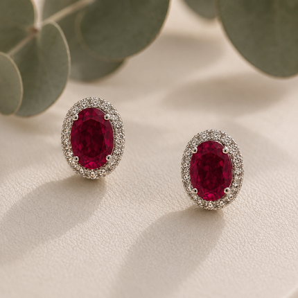 Aretes de Rubíes y Brillantes