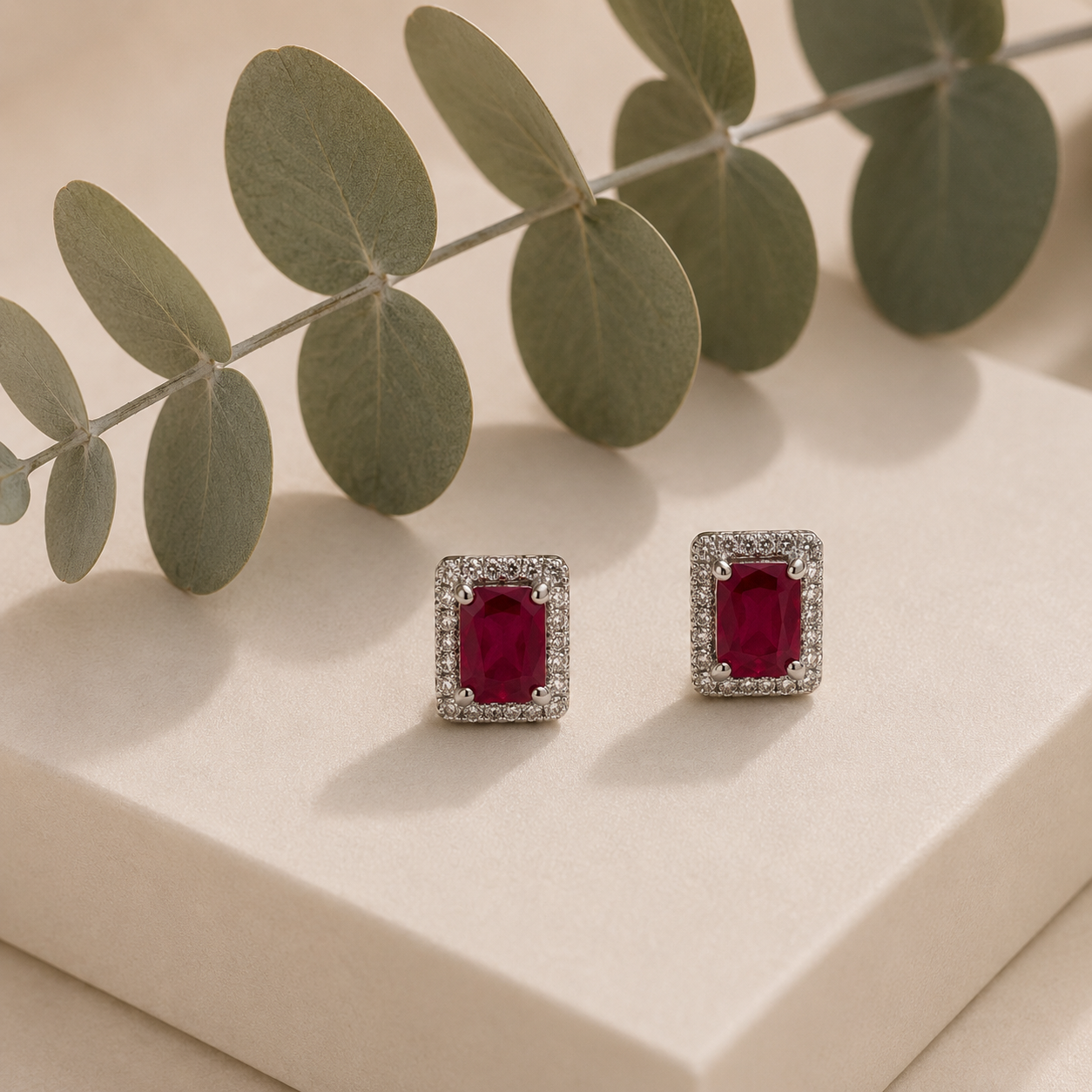 Aretes de Rubíes y Brillantes