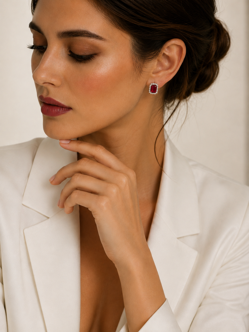 Aretes de Rubíes y Brillantes