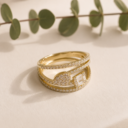 Anillo Abierto de Brillantes en Oro de 18k