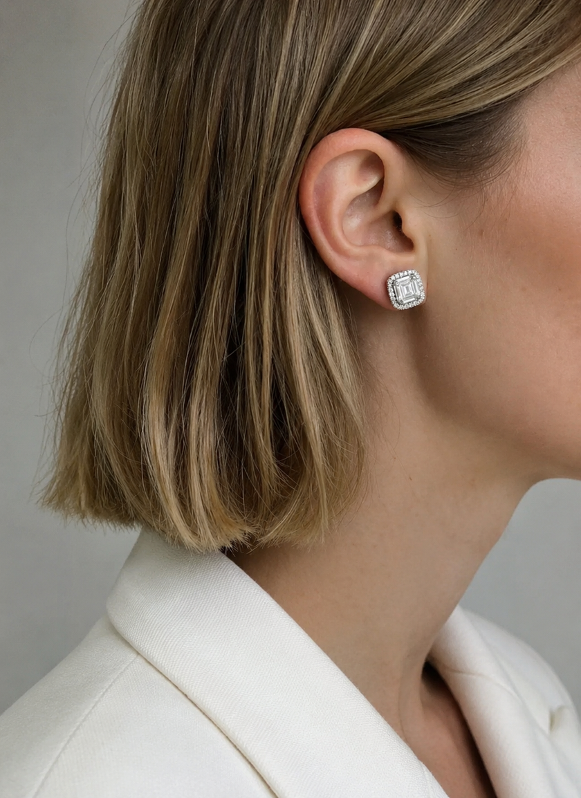 Aretes de Brillantes Cuadrados