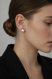 Aretes Coquetas en Oro con Perla, Rubíes y Brillantes