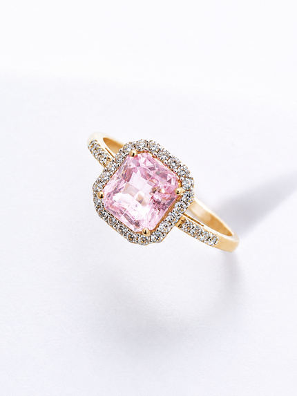 Anillo de Brillantes Zafiro Rosa