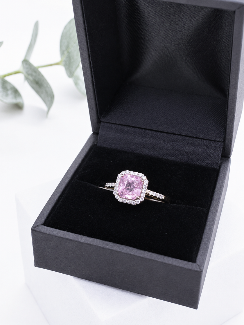 Anillo de Brillantes Zafiro Rosa