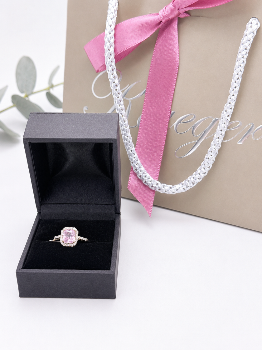 Anillo de Brillantes Zafiro Rosa