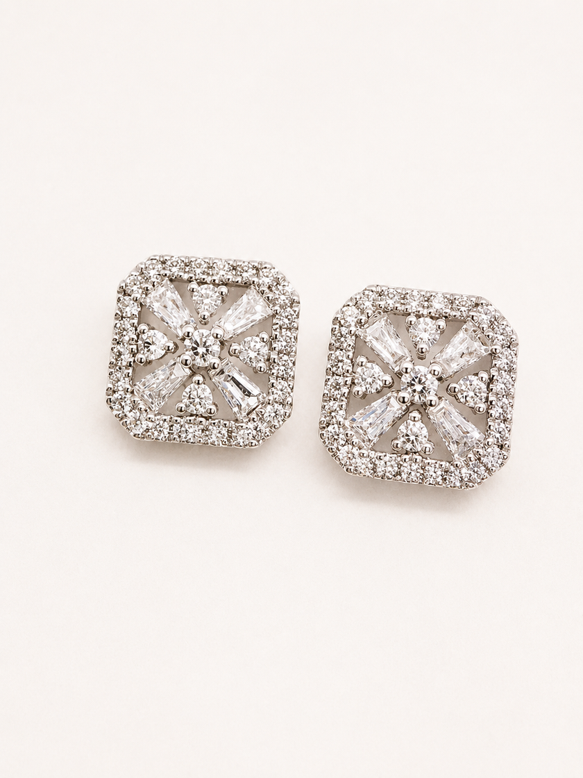 Aretes de Brillantes Cuadrados