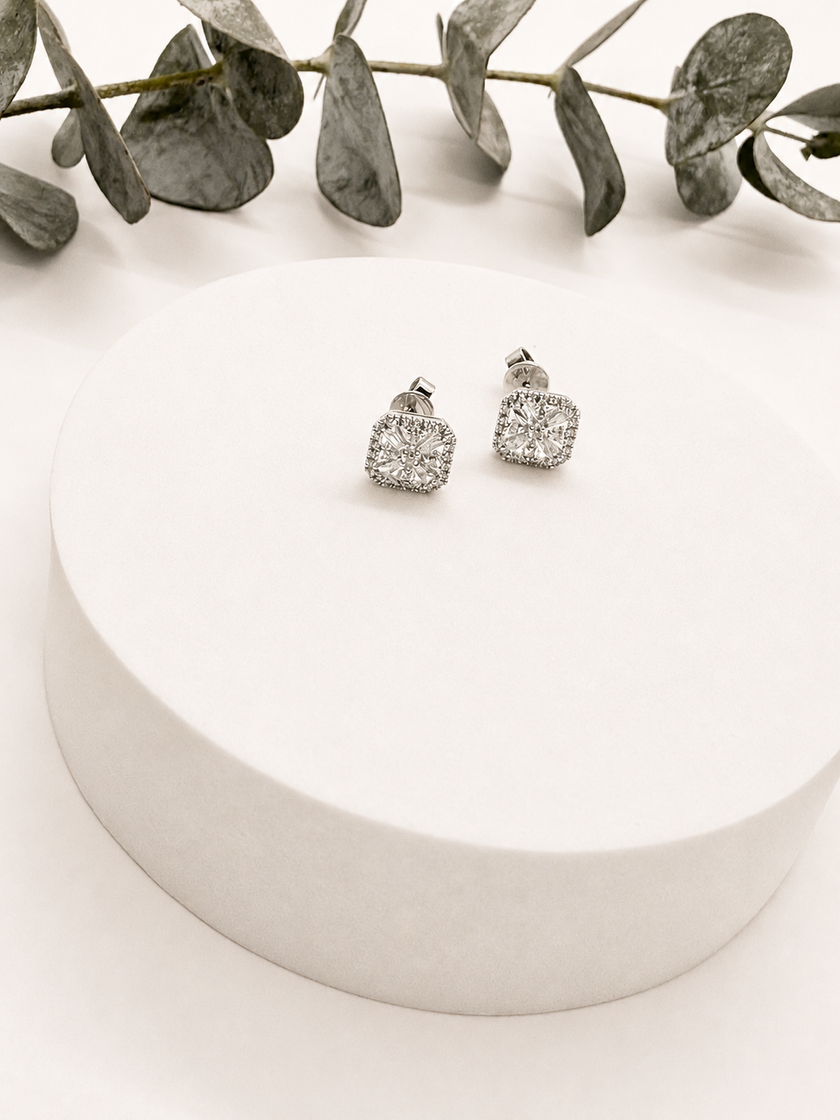 Aretes de Brillantes Cuadrados