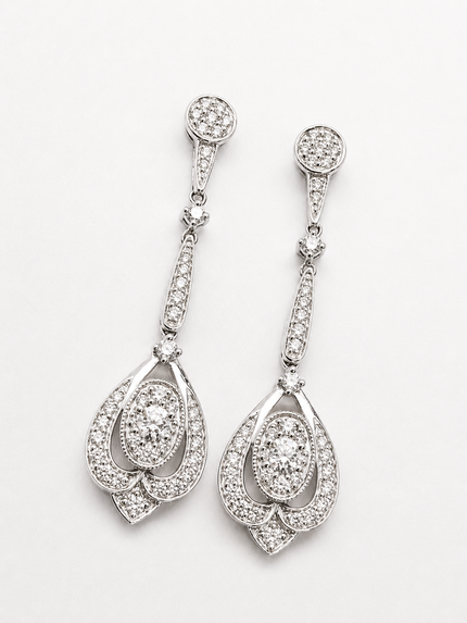 Aretes Colgantes de Diamantes en Oro Blanco