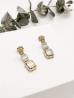 Aretes Geométricos de Diamantes en Oro Amarillo