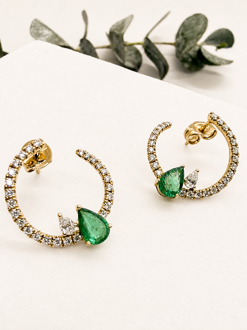 Aretes Circulares de Esmeralda