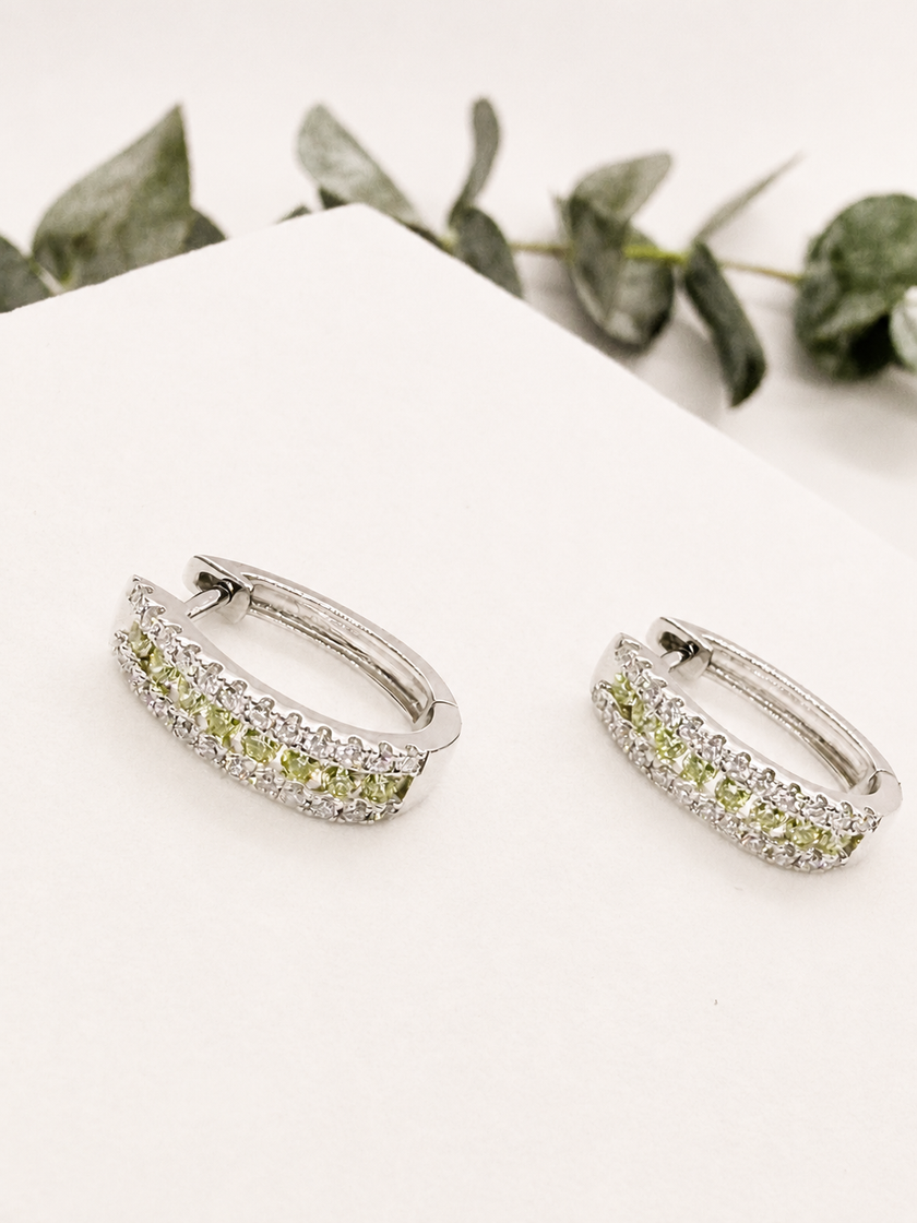 Arracadas en Oro Blanco con Brillantes Amarillos y Diamantes de Laboratorio