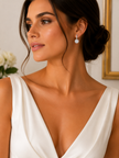 Aretes Flor de Diamantes en Oro Blanco