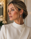 Aretes Colgantes de Brillantes y Topacio