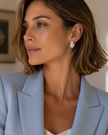 Aretes Halo de Diamantes en Oro Blanco